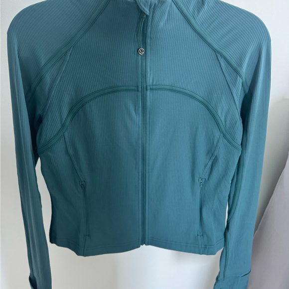 lululemon athletica Jackets & Blazers - lululemon cropped define teal ribbed full-zip bomber jacket